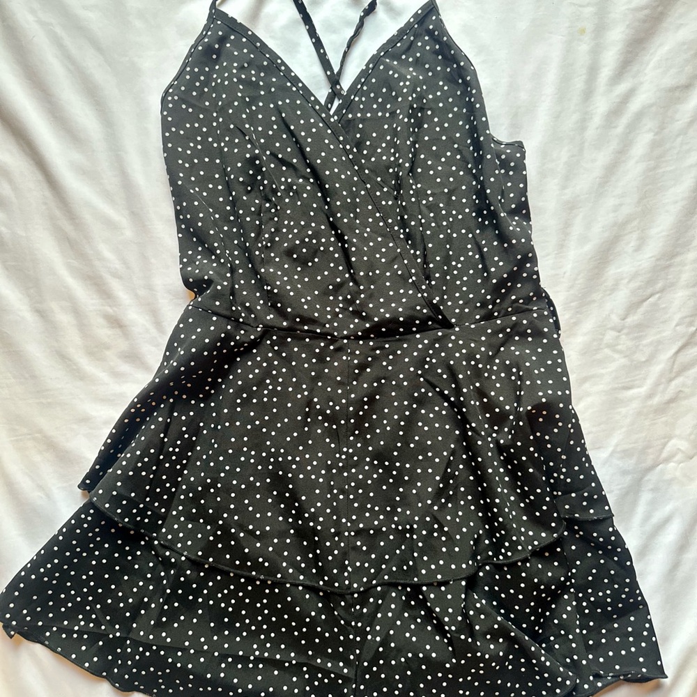 SHEIN Black and White Spaghetti Strap Mini Sundress